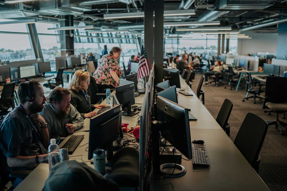 A busy Foundever contact center