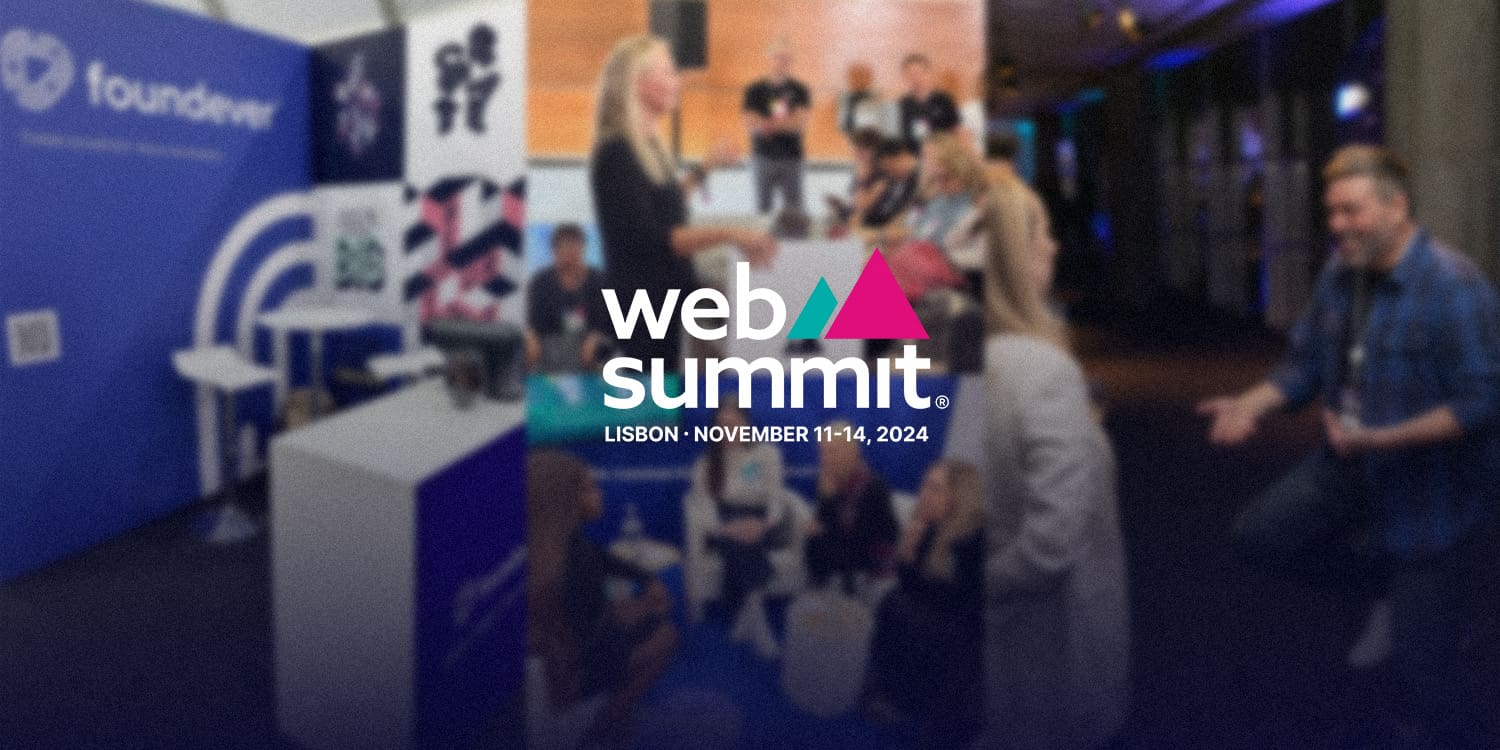 The Web Summit event logo is in the center of the photo, with the Foundever booth in the background