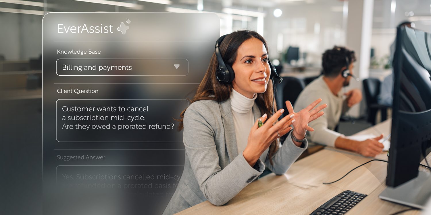 A female agent is augmented by AI while providing customer care